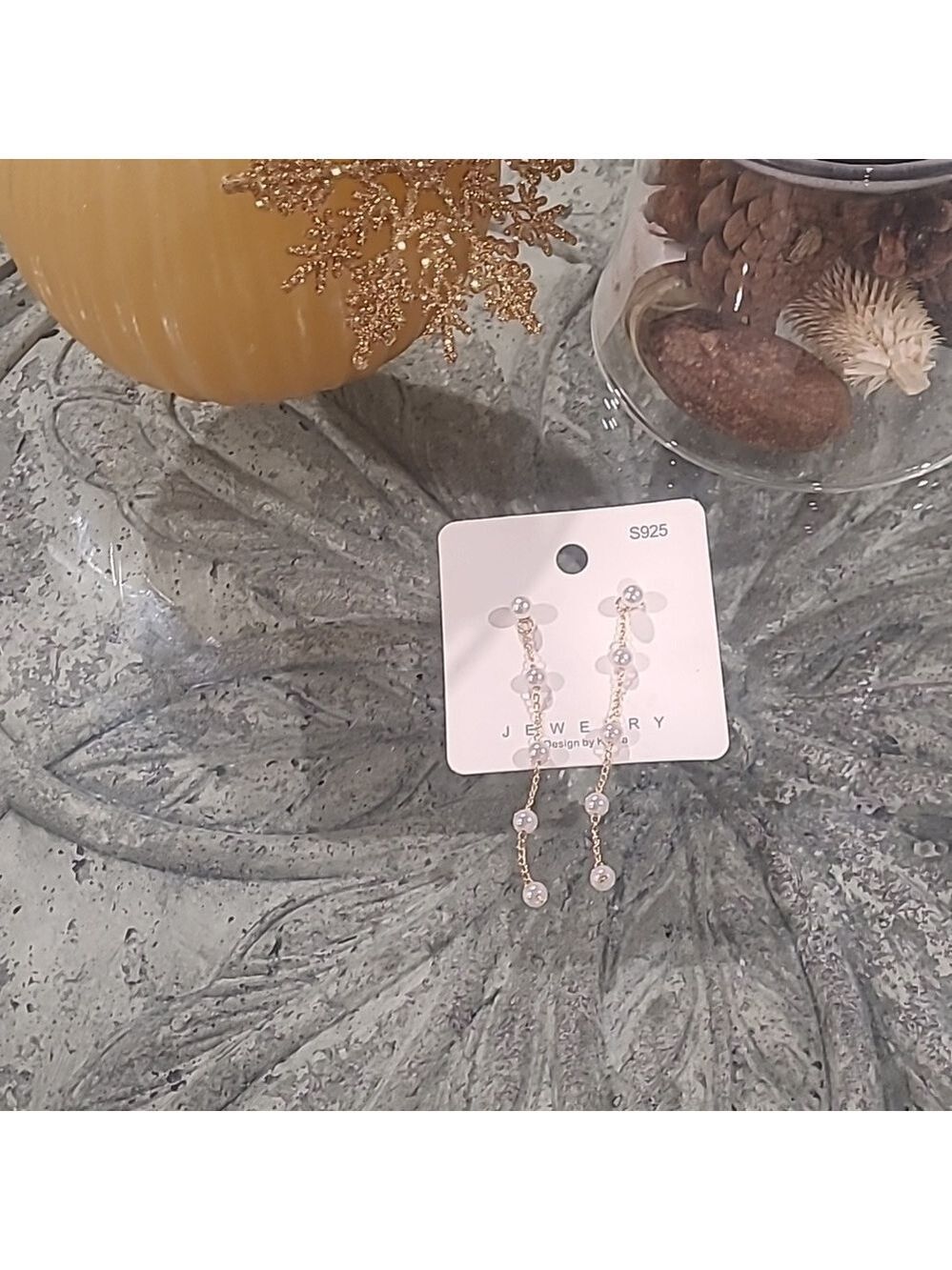 SILVER S925 STAMPED FINE CHAIN PEARL DROP EARRINGS NEW